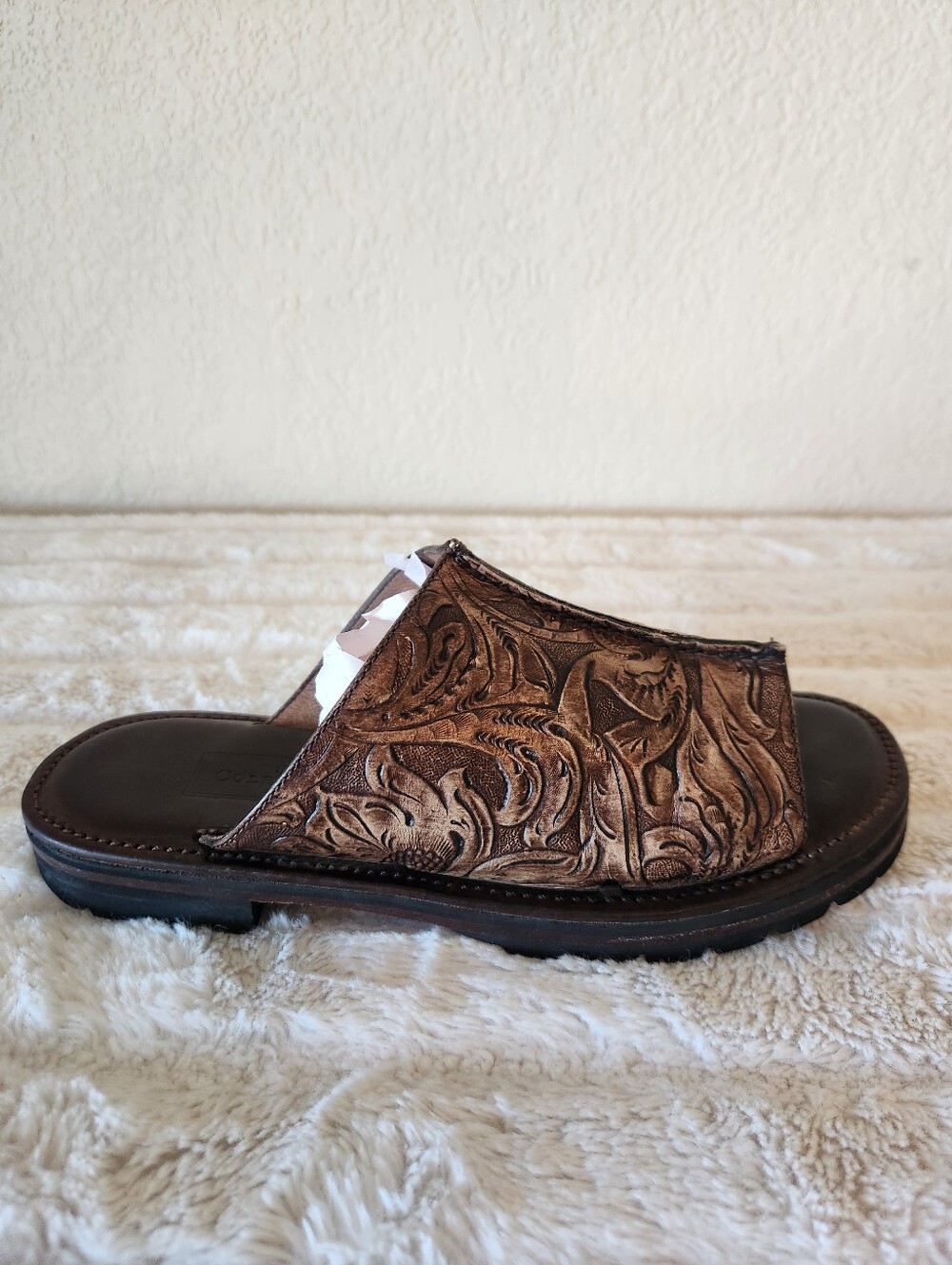 Cole Haan Brown Leather Embossed Sandals/Slides Women's Size 8 - Picture 5 of 16
